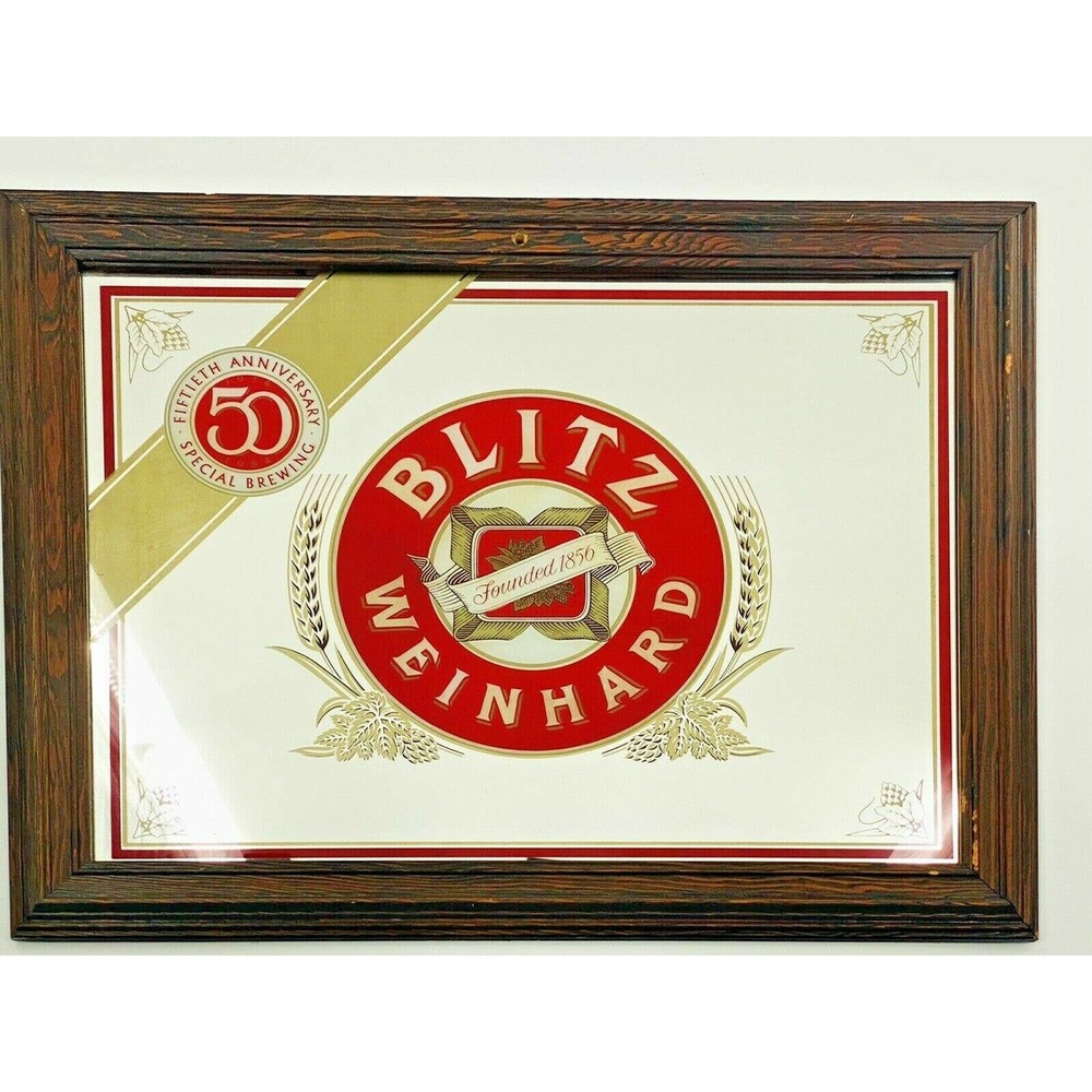 BLITZ Weinhard 50th Anniv. Since 1856 Bar Pub Mirror Portland OREGON Vintage